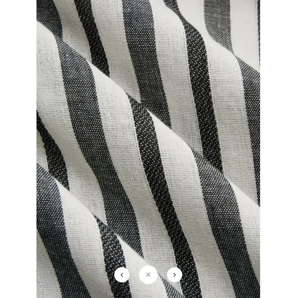 NWT Commense Striped Strapless Cotton Linen Ruched Dress Sz L - Picture 4 of 6